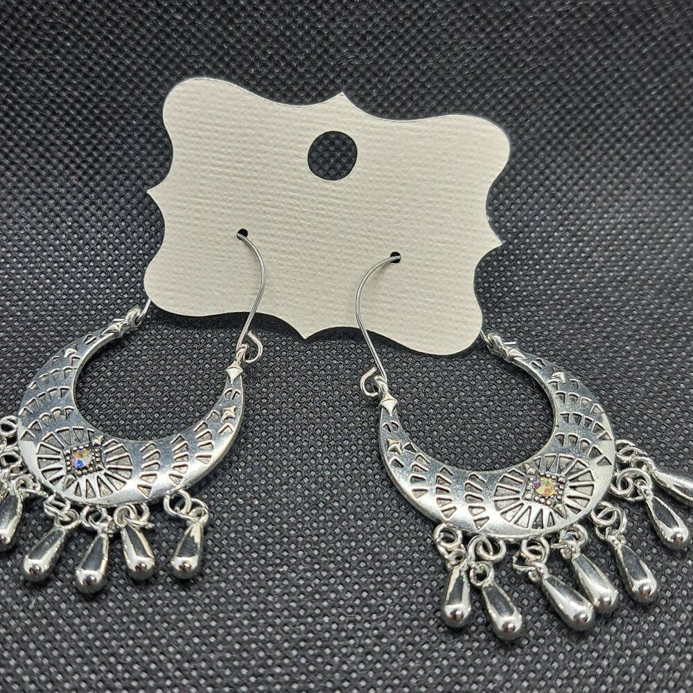 Silver tone Tribal Design Earrings